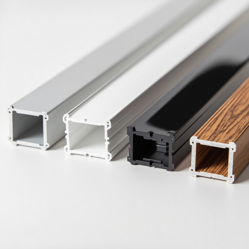 Surface treatment samples for aluminum door and window profiles