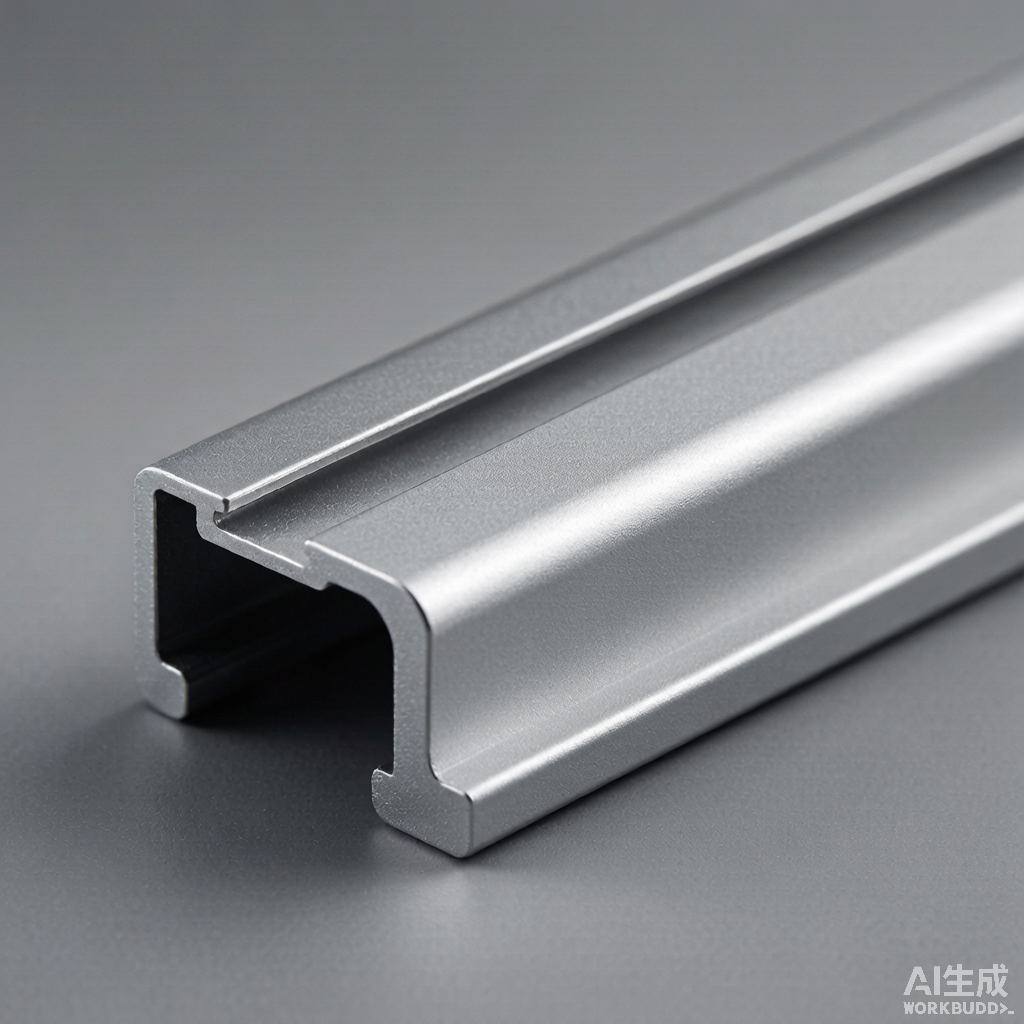 Close-up of AA20 anodised aluminium solar mounting rail showing uniform matte silver finish