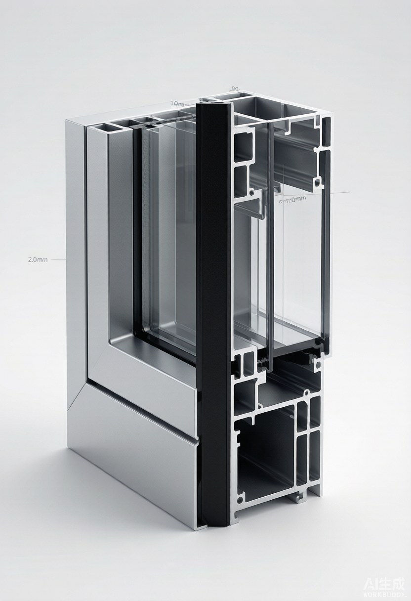 thermal break aluminium profile cross section with polyamide strip